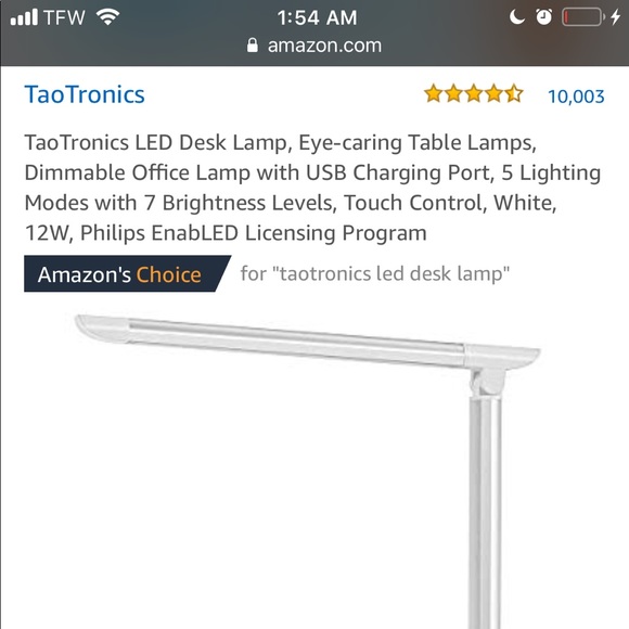 TaoTronics desk lamp 1 or 2 available (white) - Picture 4 of 4